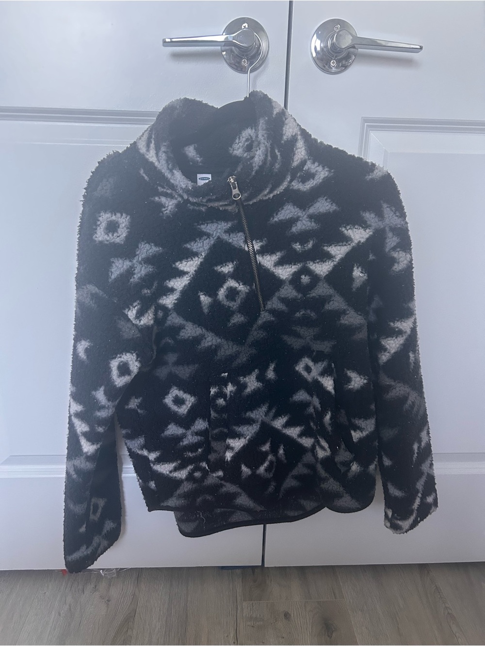 Old Navy Black & White Aztec Teddy Jacket